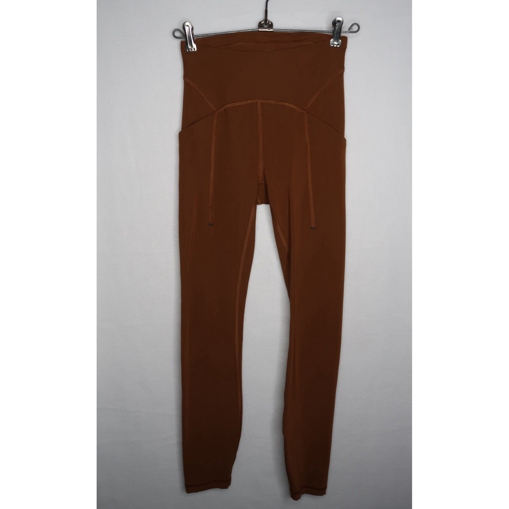 Lululemon Power Thru High-Rise Tight 25 Copper Brown Leggings Size 2 Pockets EUC